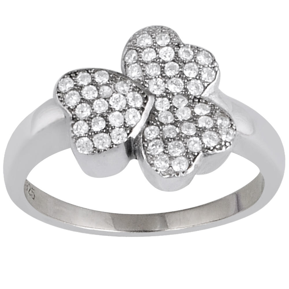 Orchid Jewelry Estonish Micro Pave Setting Rhodium Plated Cubic Zirconia Ring in 925 Sterling Silver Size 5