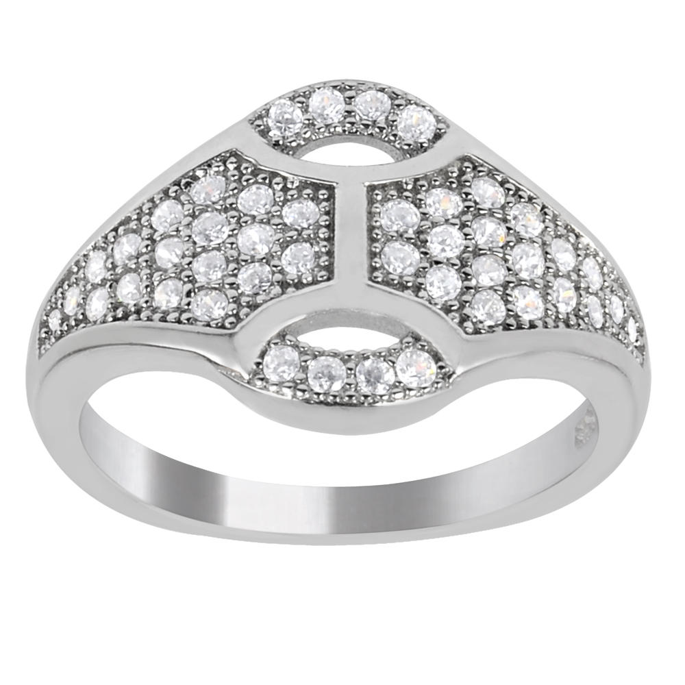 Orchid Jewelry Estonish Micro Pave Setting Rhodium Plated Cubic Zirconia Ring in 925 Sterling Silver Size 8