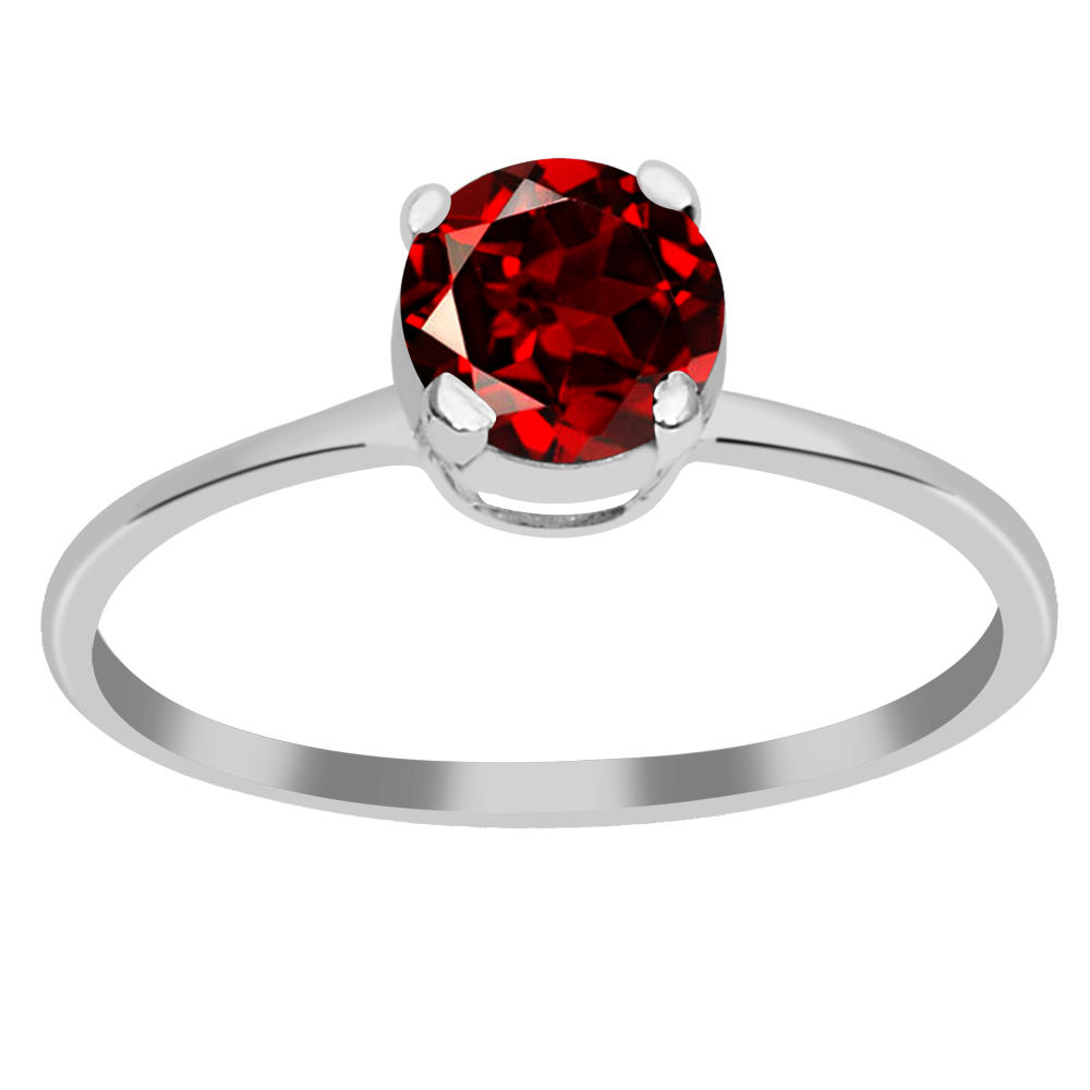 Orchid Jewelry 1.00 Carat Round Cut Garnet 925 Sterling Silver Ring
