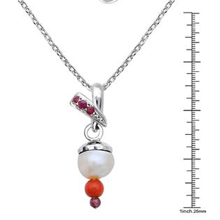 Orchid Jewelry Pearl And Multi Gemstone Beads Sterling Silver Pendant Necklace