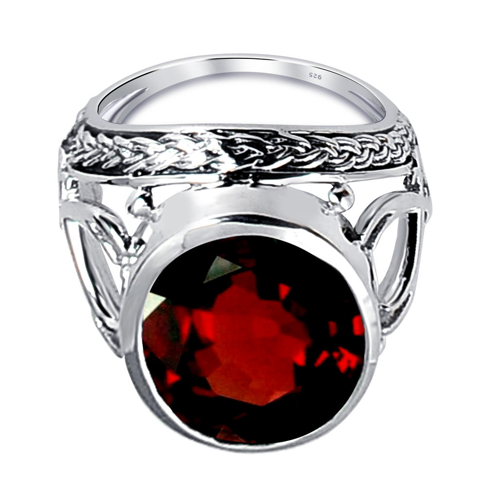Orchid Jewelry 6.68 Ctw Oval Shape Red Garnet Sterling Silver Statement Ring
