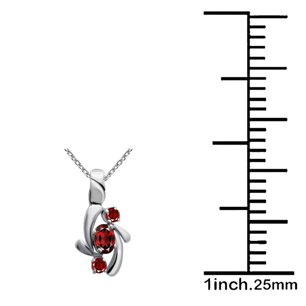 Orchid Jewelry 0.95 Ctw Red Color Garnet Oval Shape January Birthstone 925 Sterling Silver Chain Pendant for Women