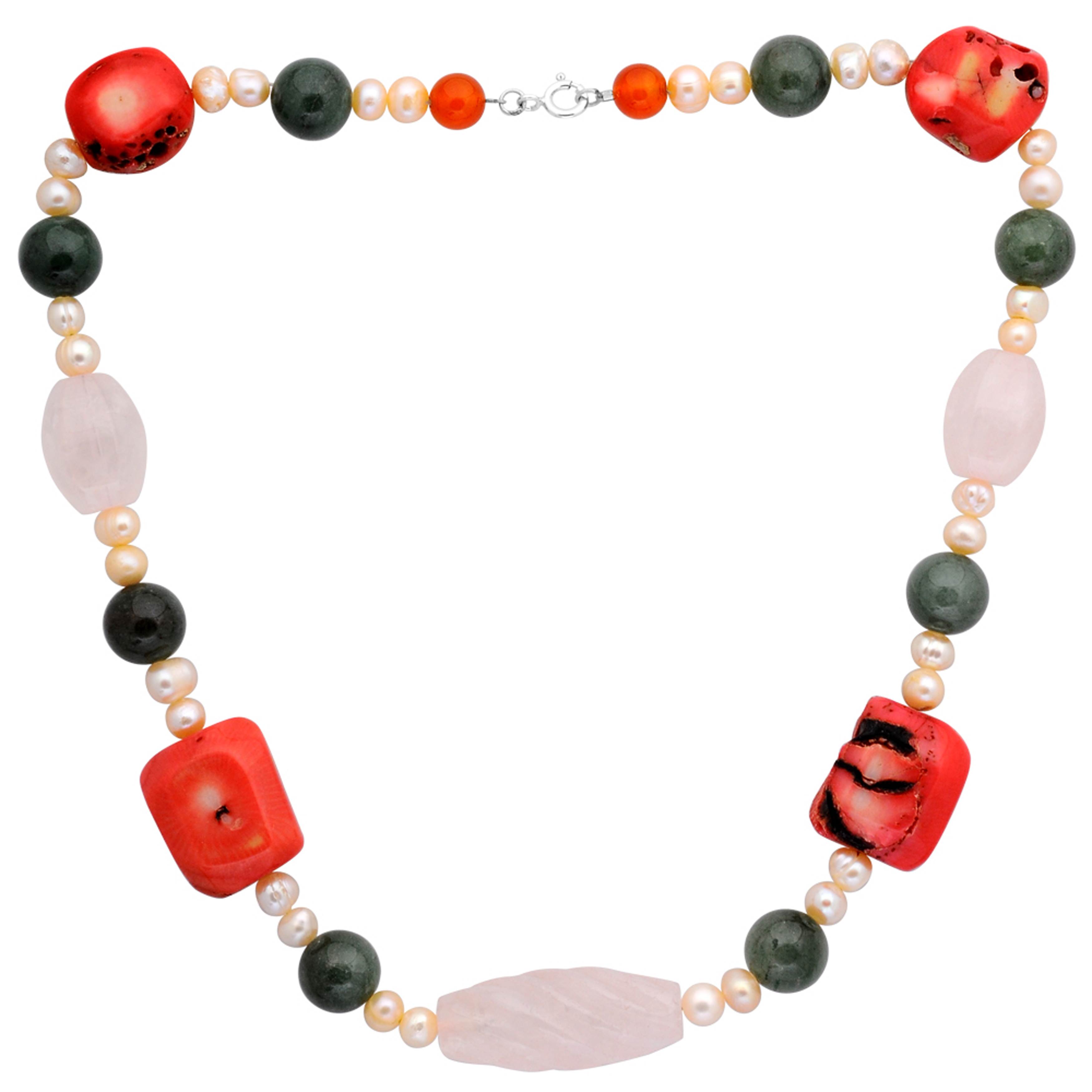 Orchid Jewelry White Pearl 925 Sterling Silver Beaded Necklace For Women