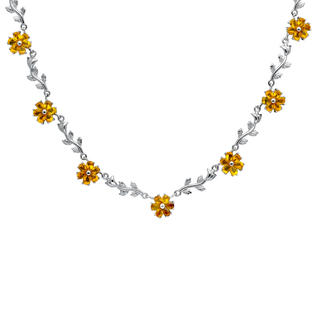 Orchid Jewelry 10 08 Ctw Yellow Cubic Zirconia 925 Sterling Silver Floral Necklace For Women