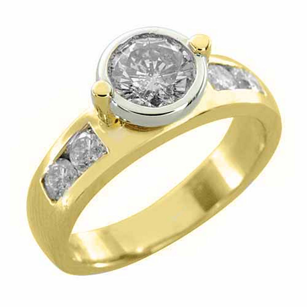 TheJewelryMaster 14k Yellow Gold Brilliant Round Diamond Engagement Ring 1.25 Carats