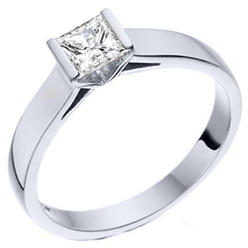 TheJewelryMaster 14k White Gold 1 Carat Solitaire Princess Cut Diamond Engagement Ring