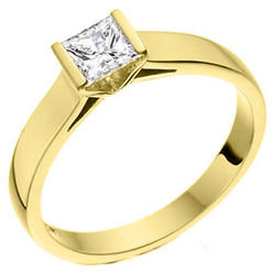 TheJewelryMaster 14k Yellow Gold 1 Carat Solitaire Princess Cut Diamond Engagement Ring