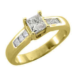 TheJewelryMaster 14k Yellow Gold 1 Carat Princess Cut Diamond Engagement Ring