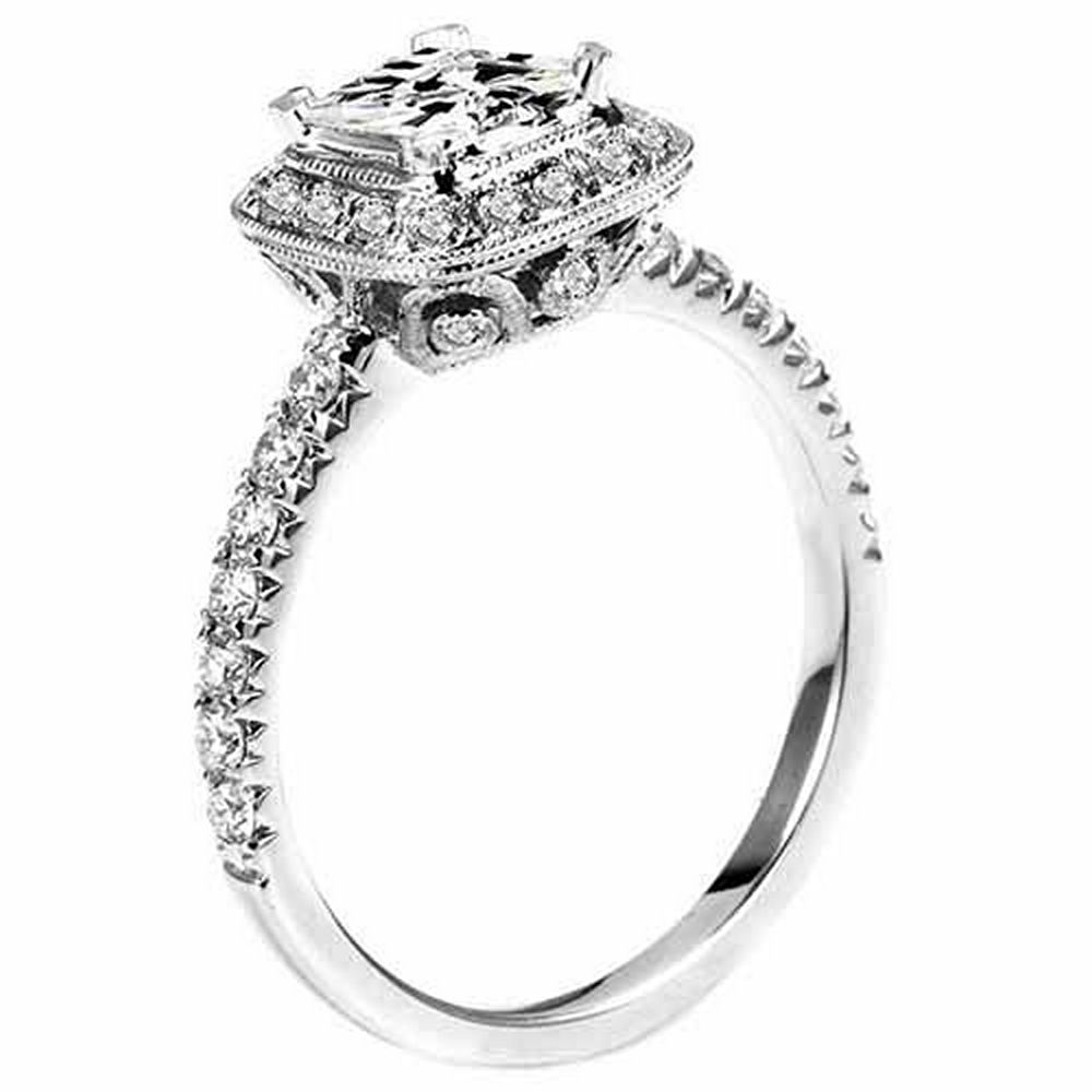 TheJewelryMaster 1.57 Carat Princess Cut Diamond Engagement Ring