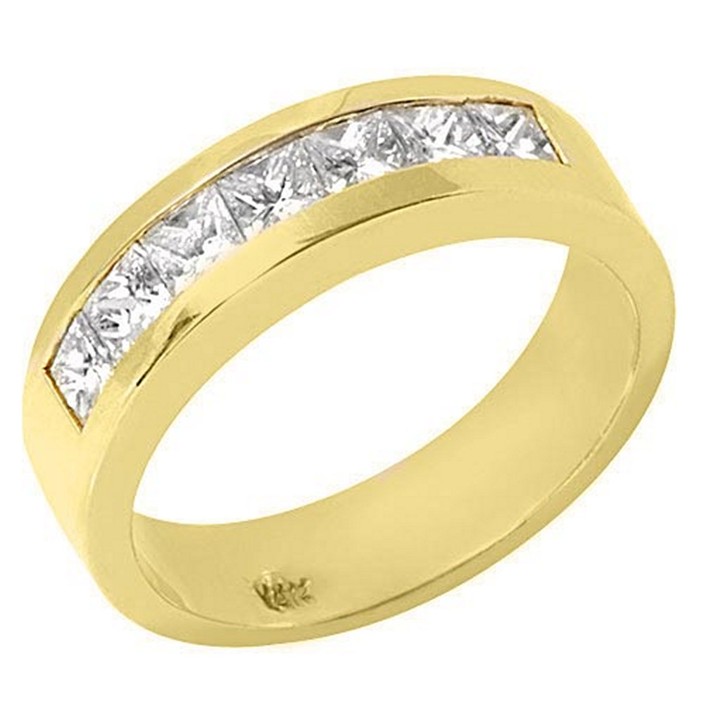 TheJewelryMaster 14k Yellow Gold Mens Princess Cut 7-Stone Diamond Ring 1.26 Carats