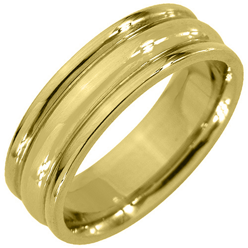 TheJewelryMaster 14K Yellow Gold Mens Wedding Band 6mm High Gloss Comfort Fit 