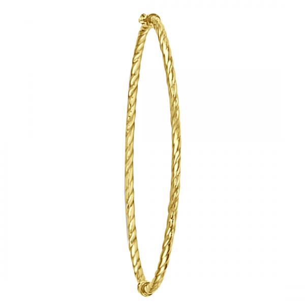 TheJewelryMaster Twist Hinged Bangle Bracelet in Plain Metal 14k Yellow Gold