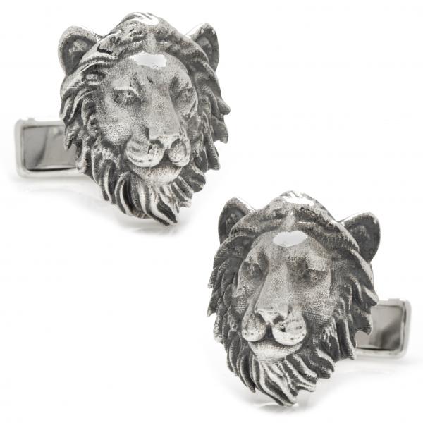 TheJewelryMaster Men's Sterling Silver Lion Head Cuff Links