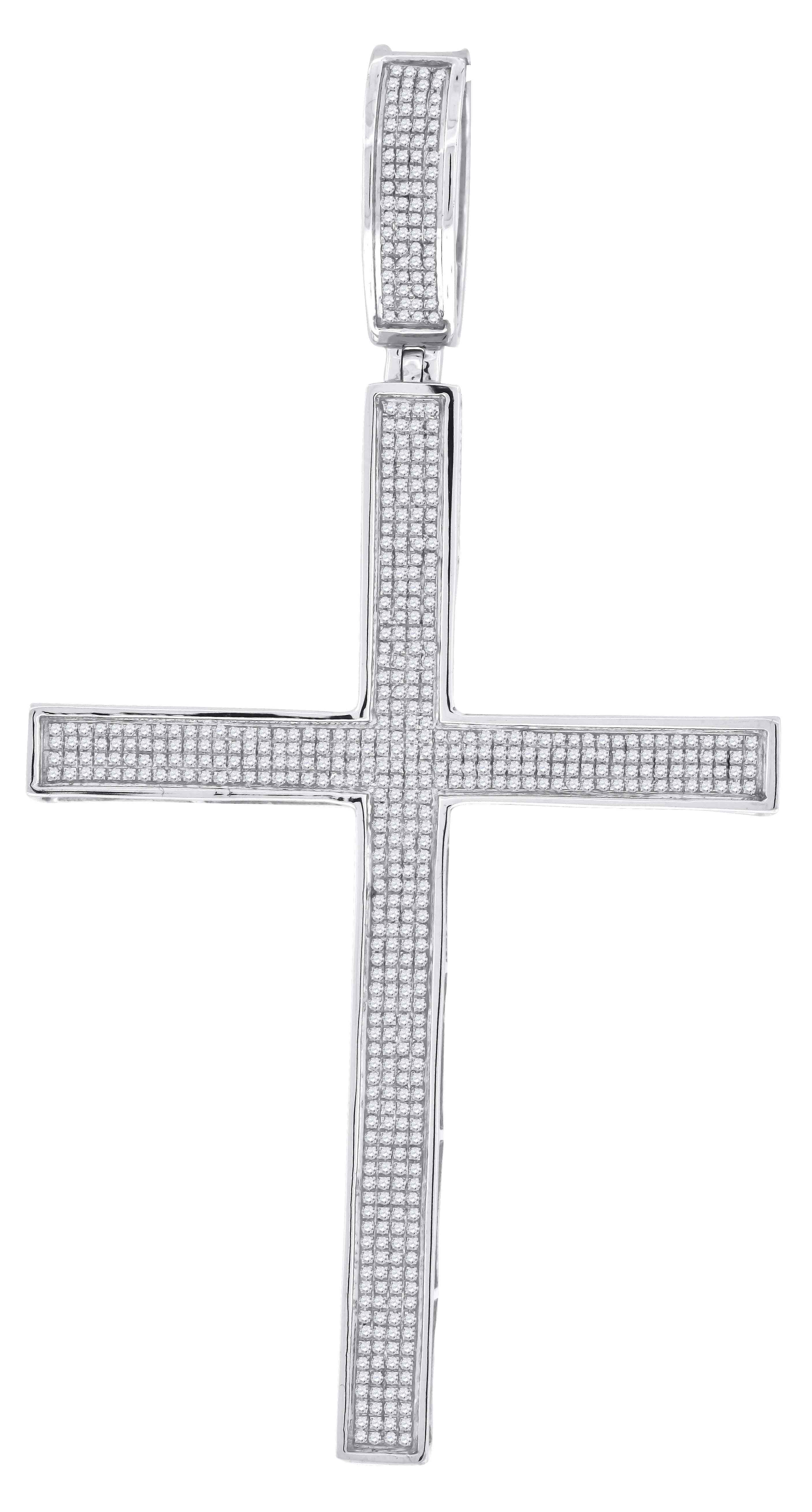 TheJewelryMaster 0.87 Carat Mens Micro-Pave Diamond Cross Pendant
