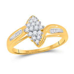 TheJewelryMaster 0.25ctw Marquise Shape Round & Baguette Cut Diamond Engagement Ring