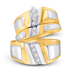 TheJewelryMaster 0.25ctw Marquise Shape Round Diamond Engagement Ring Wedding Band Trio Set