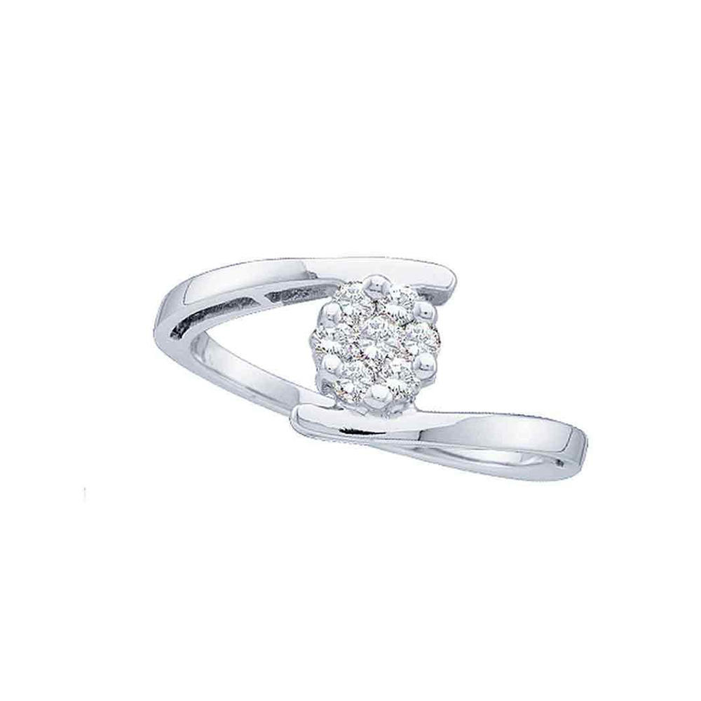 TheJewelryMaster 0.25ctw Round Diamond Flower Shape Engagement Promise Ring