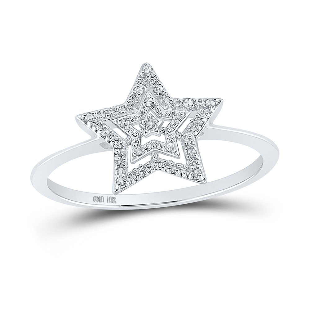 TheJewelryMaster 0.04ctw Star Shape Round Diamond Engagement Ring