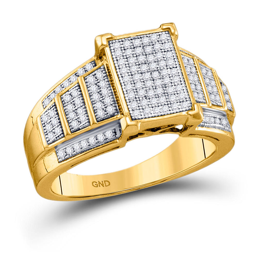 TheJewelryMaster 0.33ctw Emerald Shape Round Micro-Pave Diamond Engagement Ring