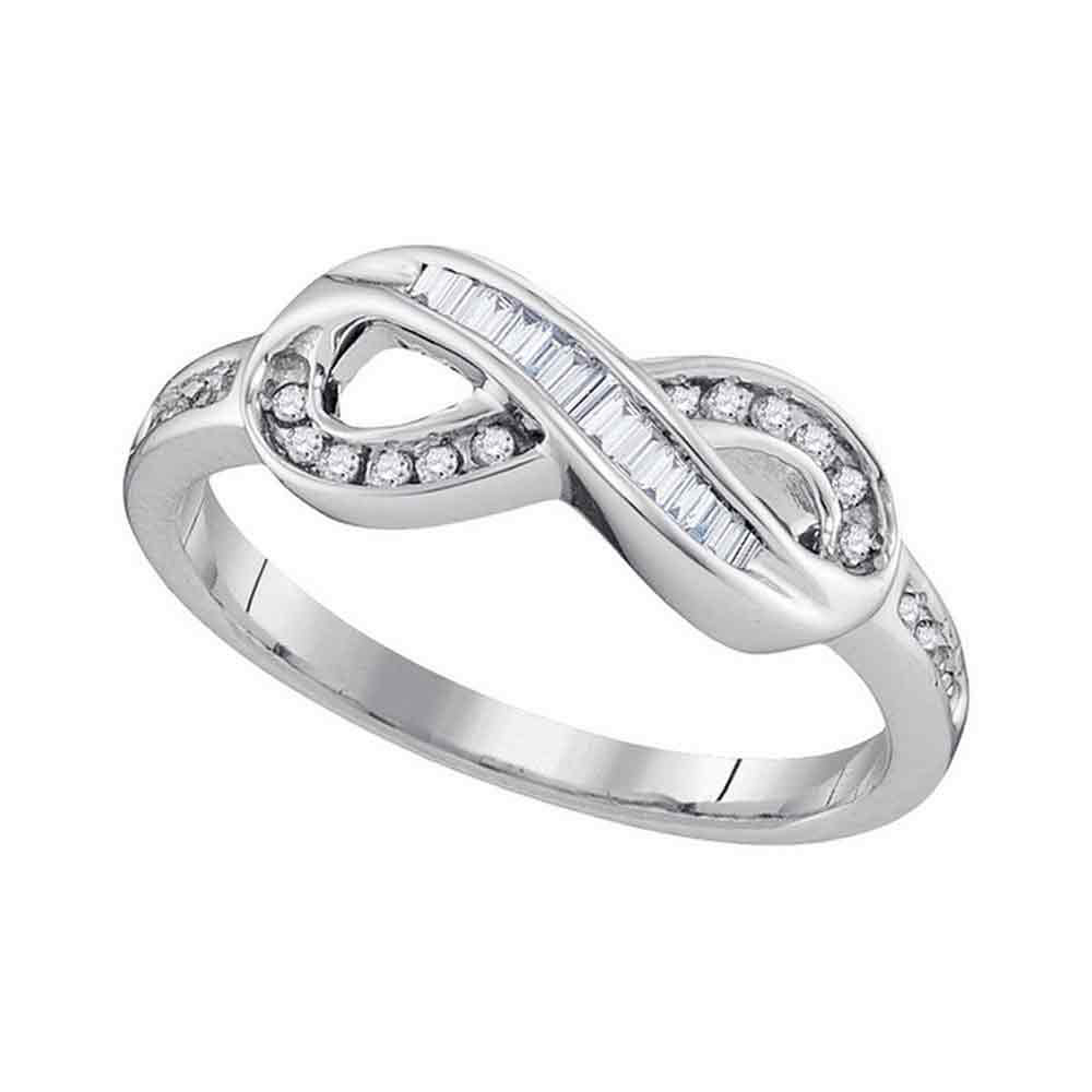 TheJewelryMaster 0.20ctw Round & Baguette Cut Diamond Infinity Ring Wedding Band