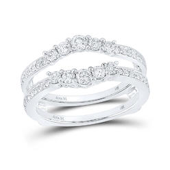 TheJewelryMaster 14kt White Gold Womens Round Diamond Ring Guard Wrap Solitaire Enhancer 3/4 Cttw