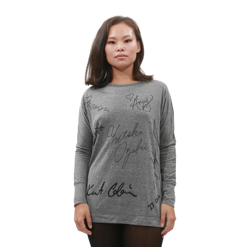 E.vil Womens Cotton Long Sleeve Top "Signature" Gray