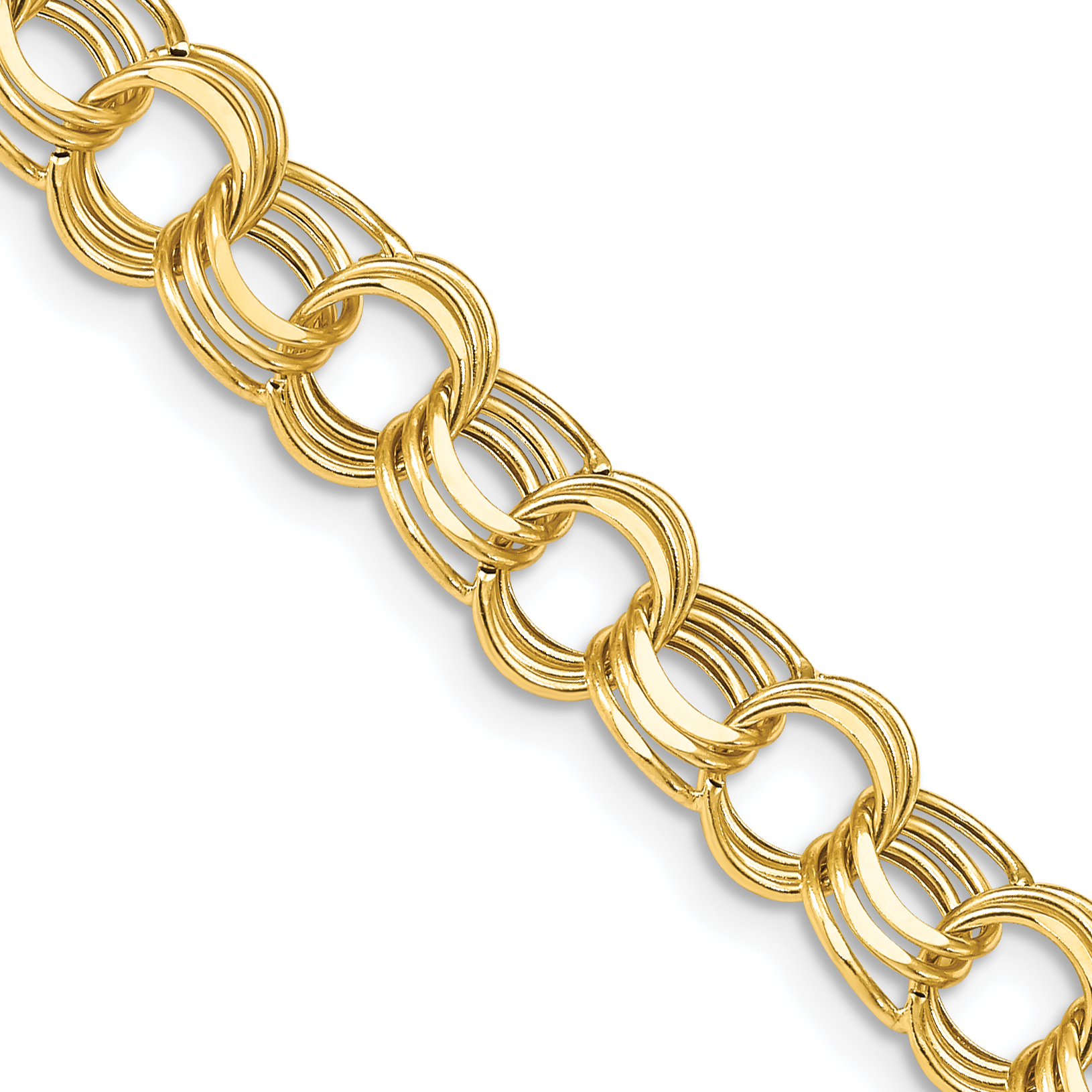Core Gold 14k Lite 8.5mm Triple Link Charm Bracelet
