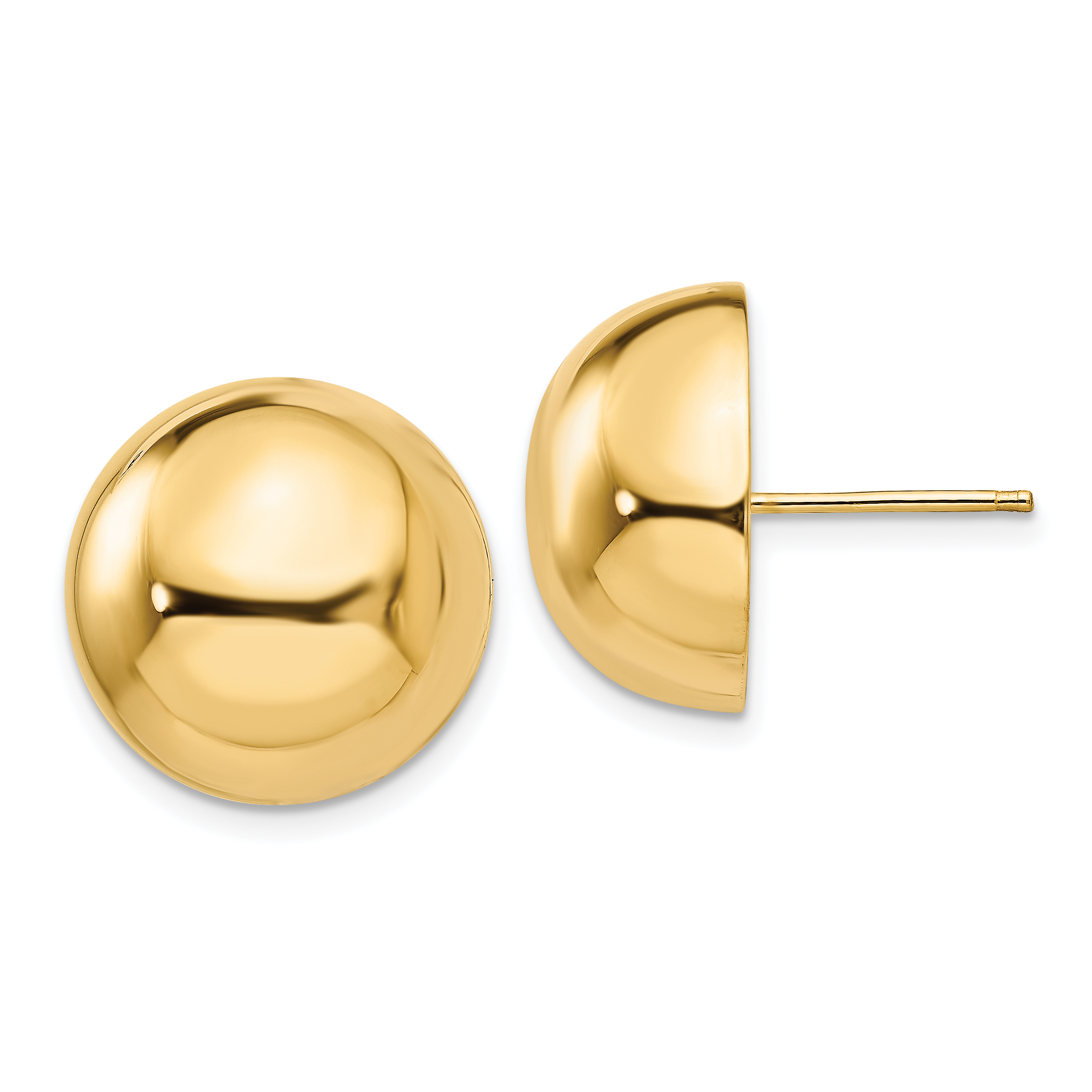 Core Gold 14k Polished 16mm Half Ball Post Earrings