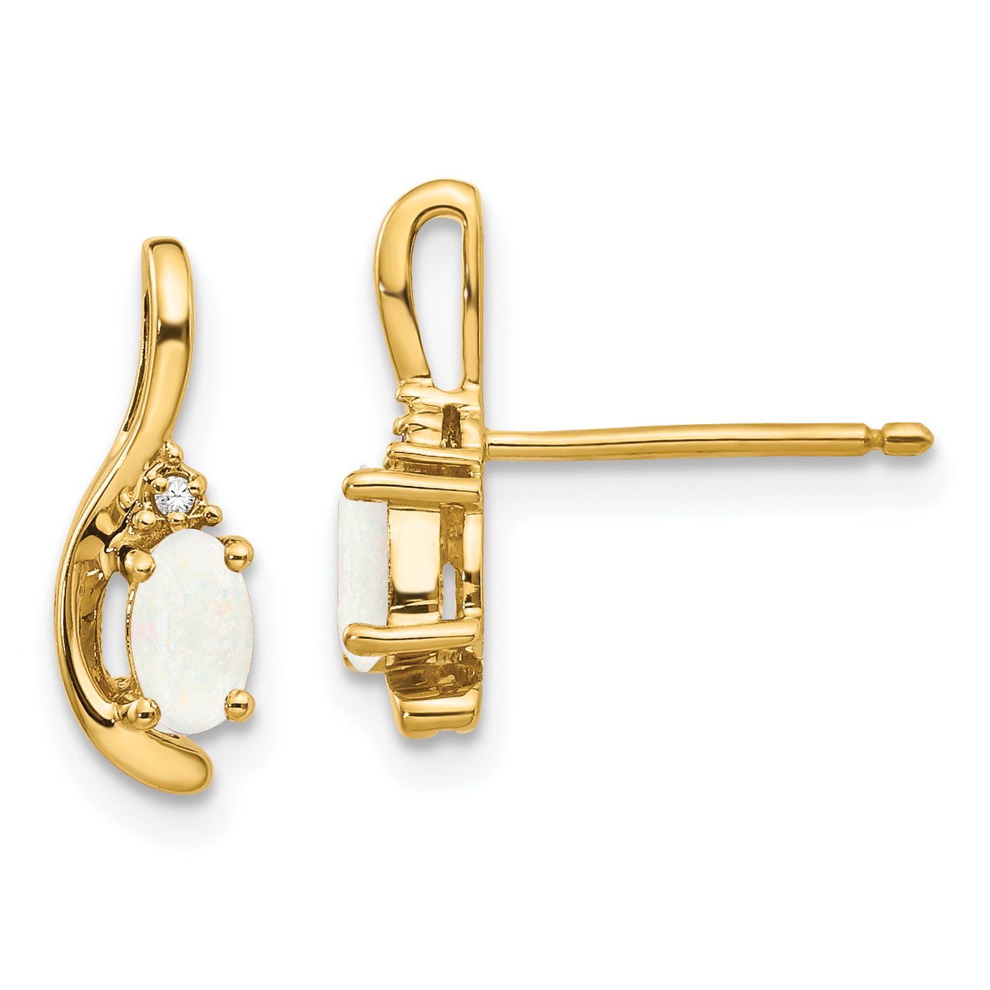 Core Gold 14K Diamond & Opal Earrings