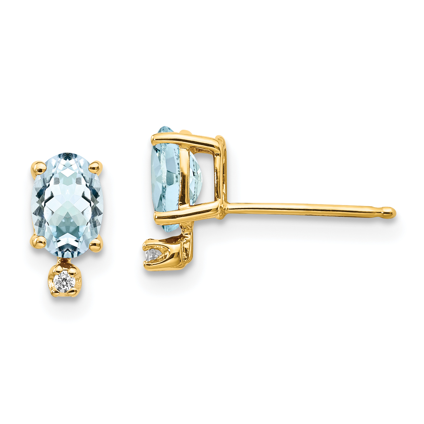 Core Gold 14k Diamond & Aquamarine Birthstone Earrings
