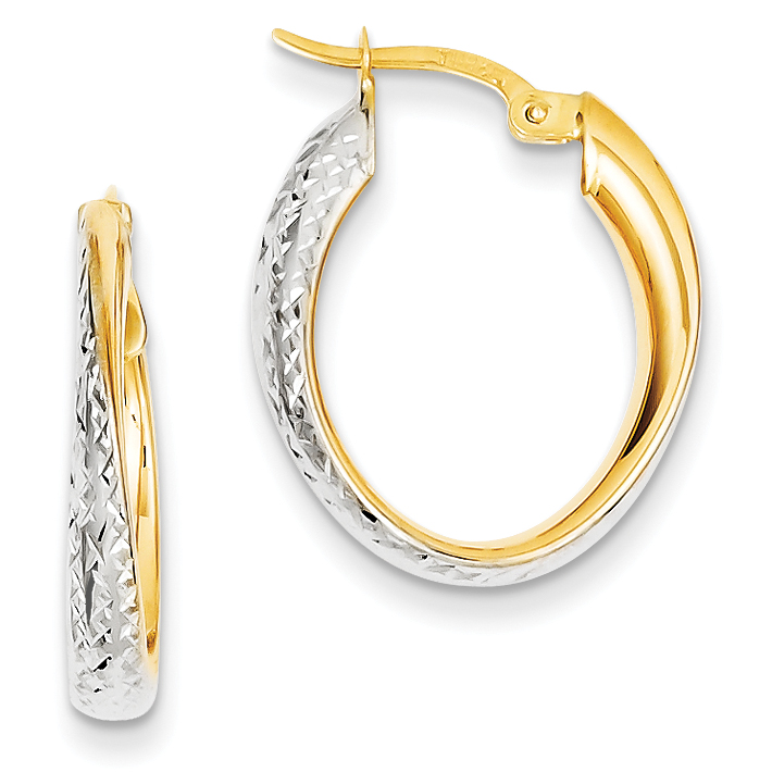 Core Gold 14k & Rhodium Diamond-cut Hoop Earrings