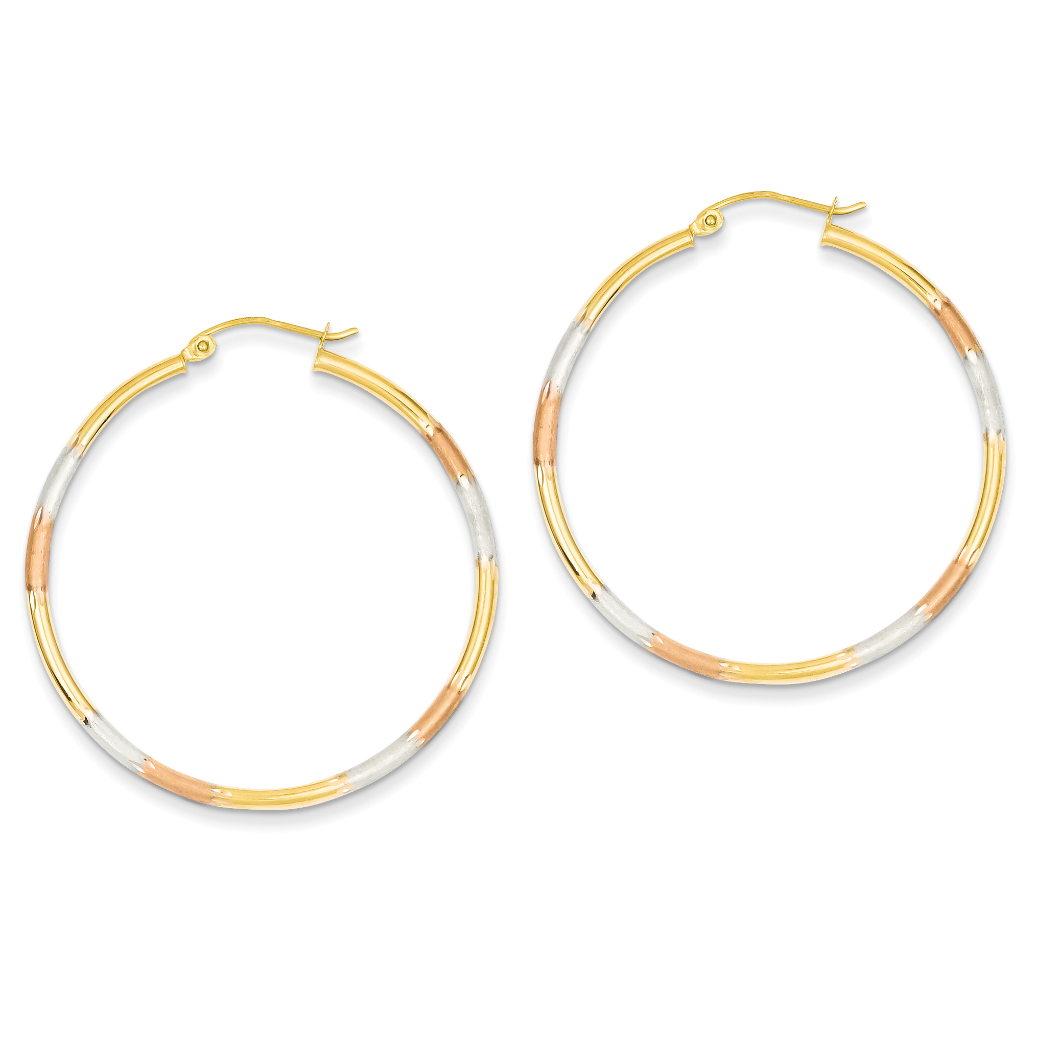 Core Gold 14K Tri-color 2mm Diamond-cut Earrings