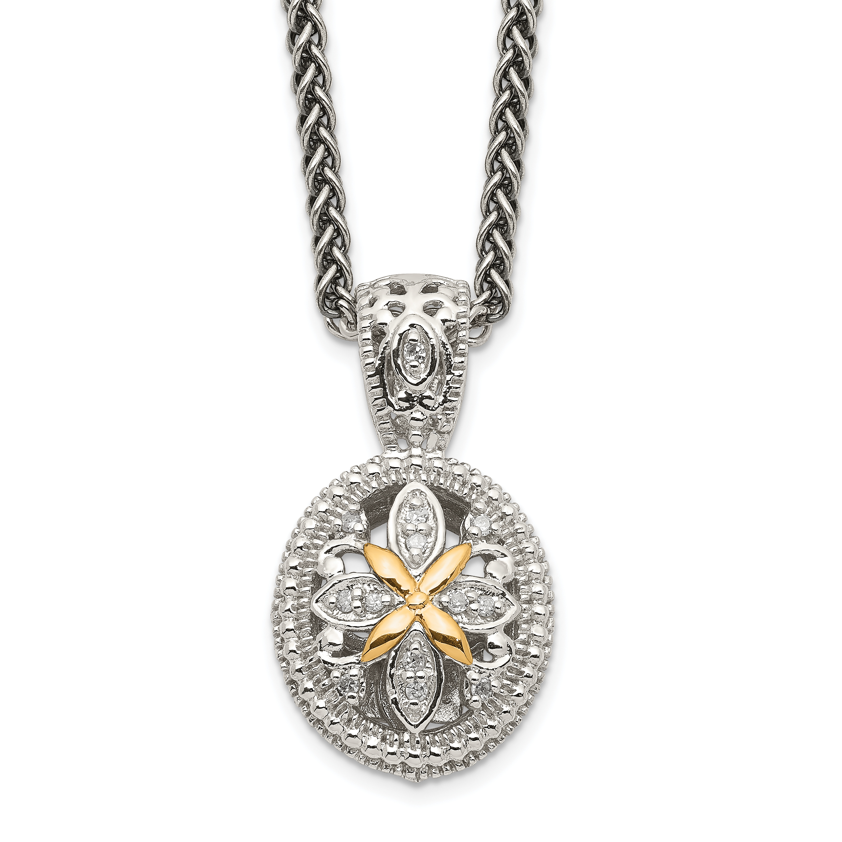 Shey Couture Sterling Silver w/14k Diamond Necklace