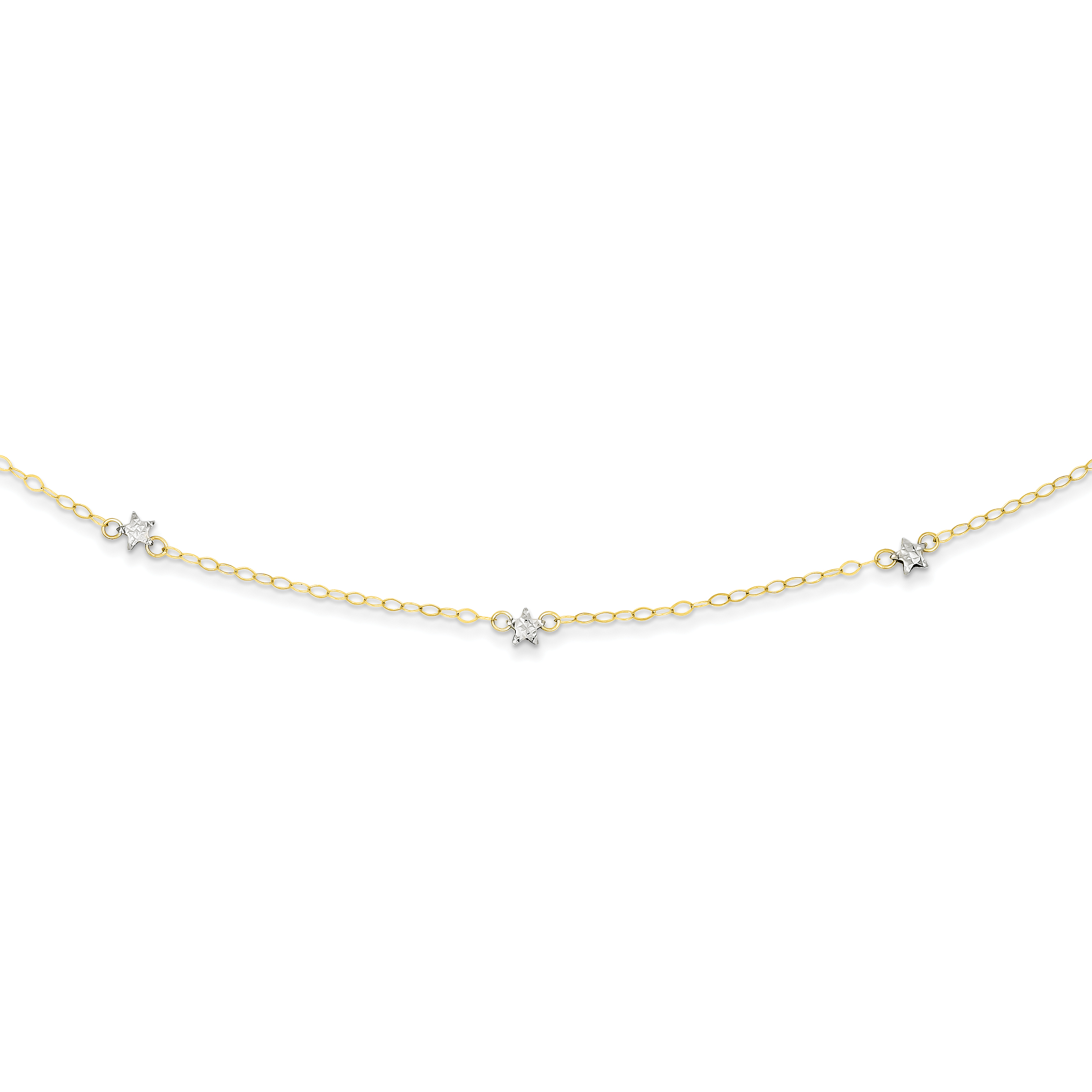 Core Gold 14K Two-tone Oval Chain Diamond Cut Dots w/ 2in Ext Necklace