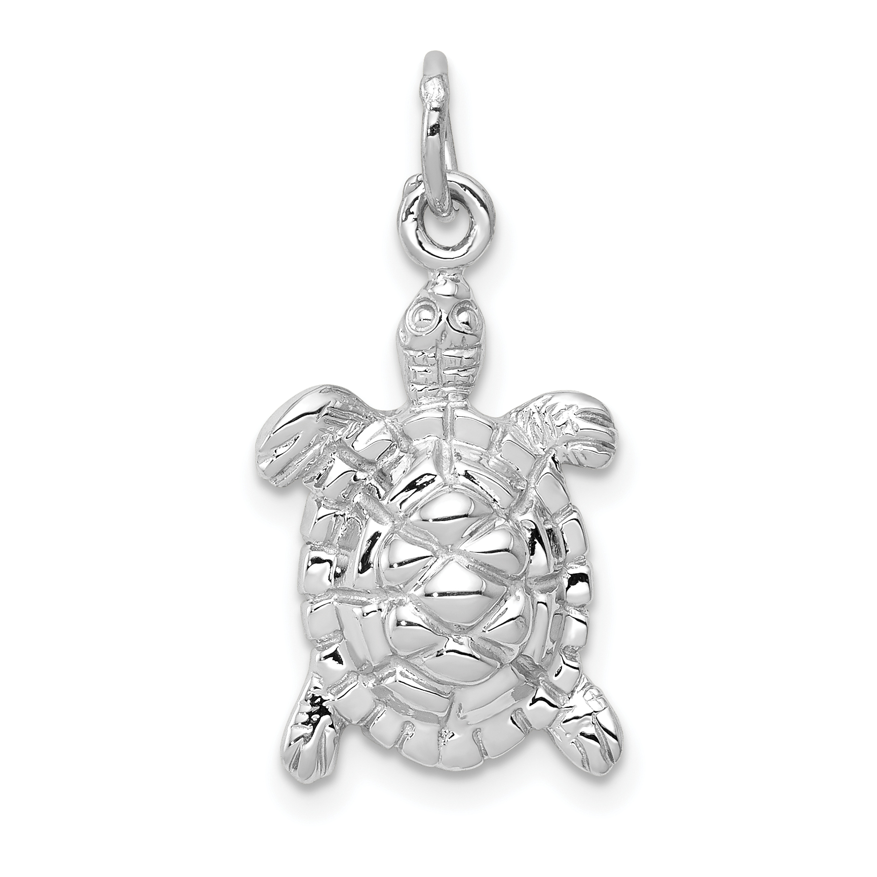 Core Gold 14k White Gold Solid Polished Open-Backed Turtle Charm