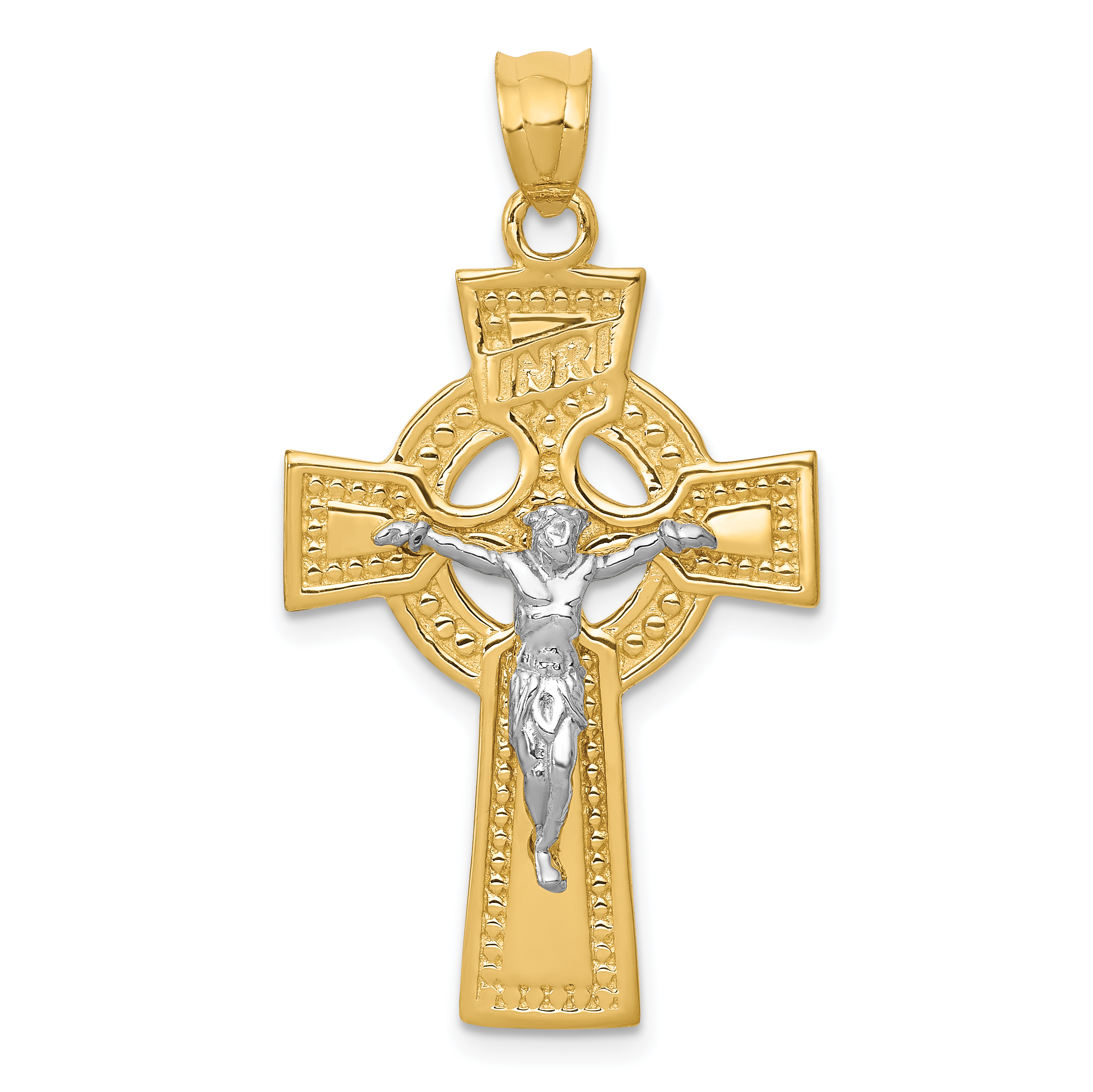Core Gold 14k INRI Celtic Crucifix Pendant