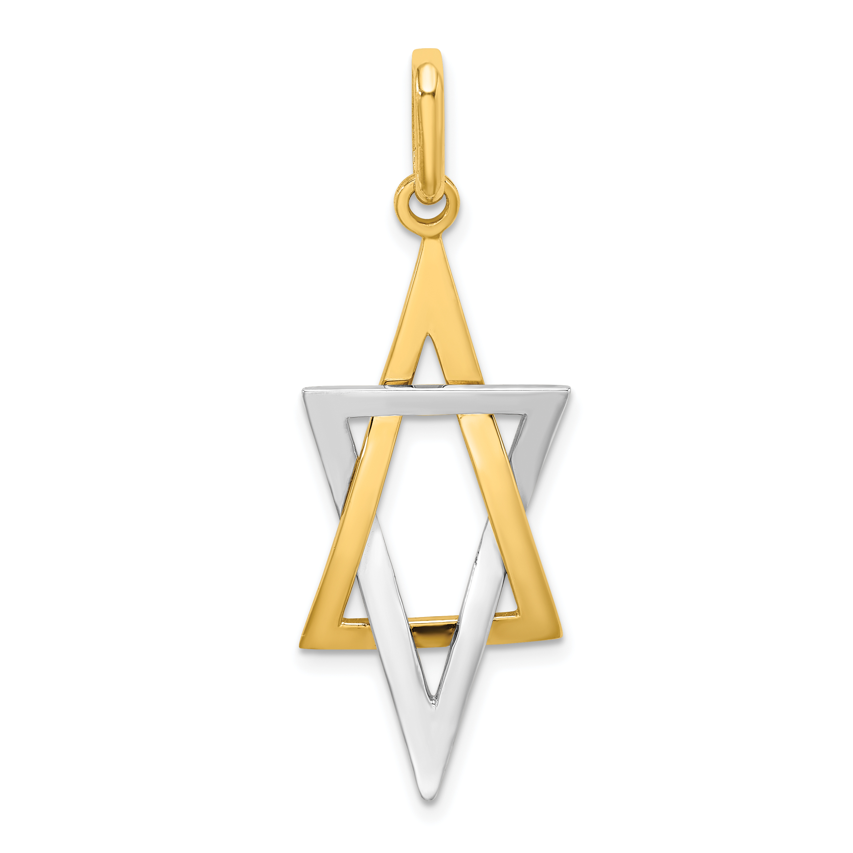 Core Gold 14k Two-tone Elongated Jewish Star of David Pendant