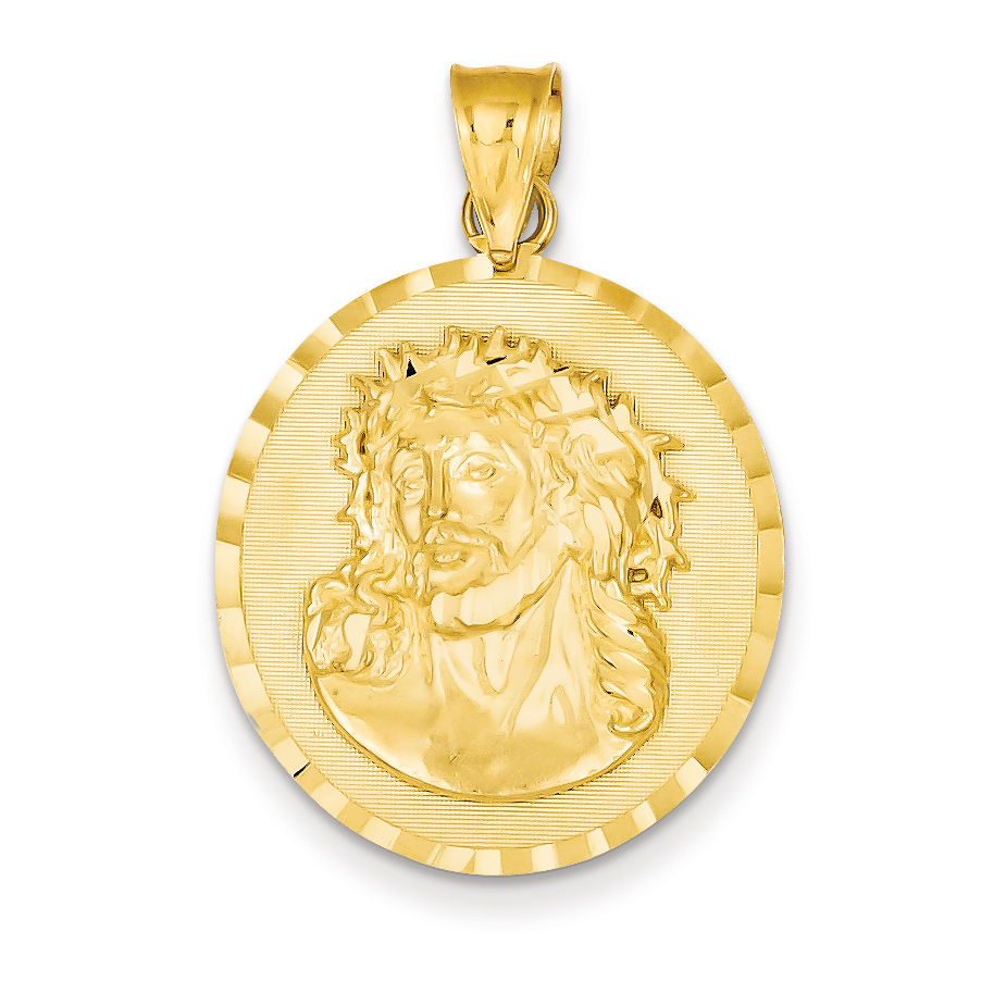 Core Gold 14k Diamond-cut Jesus Medal Pendant