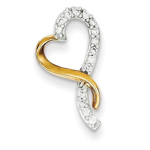 Core Gold 14k Two-tone Diamond Heart Chain Slide
