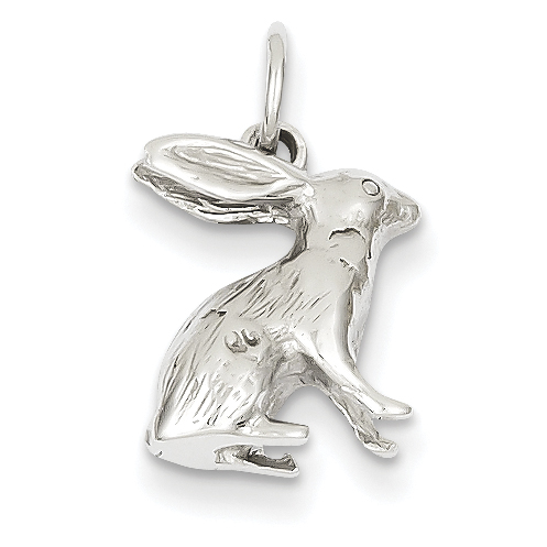 Core Gold 14k White Gold Solid Polished 3-Dimensional Rabbit Charm
