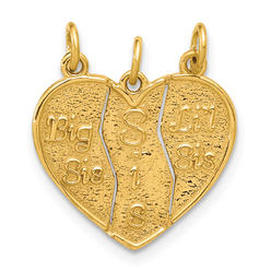 14k Gold Big Sister Little Sister Break Apart Charm