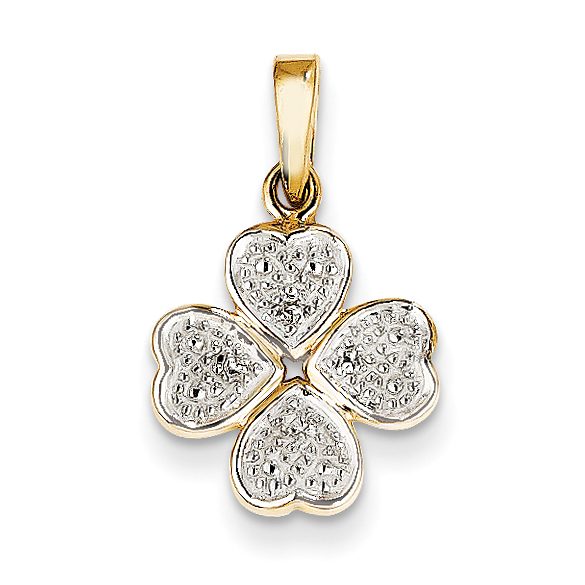 Celtic 14k Diamond Heart Clover Pendant