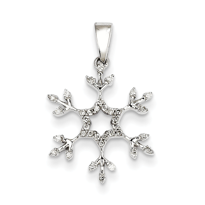 Core Gold 14K White Gold Diamond Snowflake Pendant