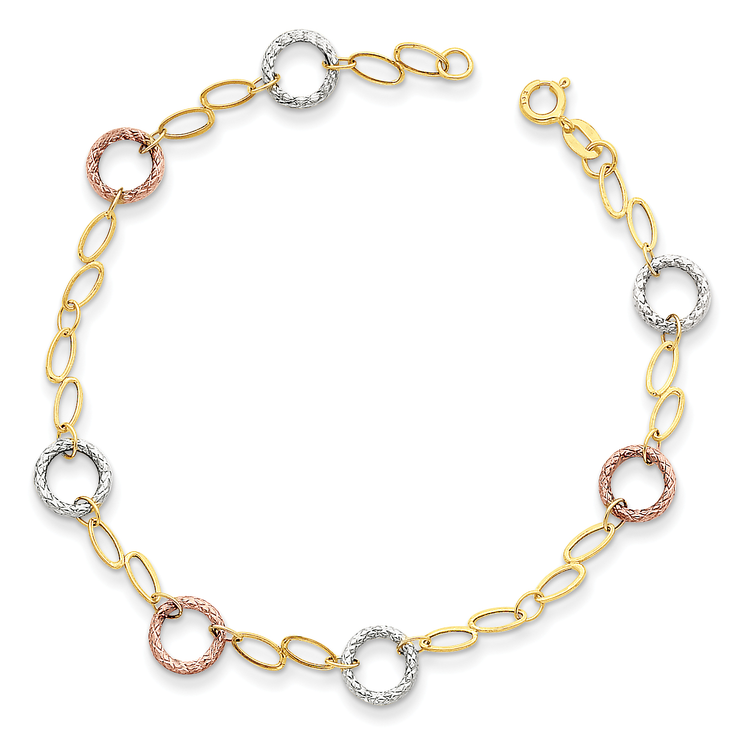 Core Gold 14k Tri-color Circles Bracelet