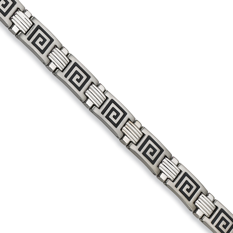 Chisel Stainless Steel Black Enamel 9in Bracelet