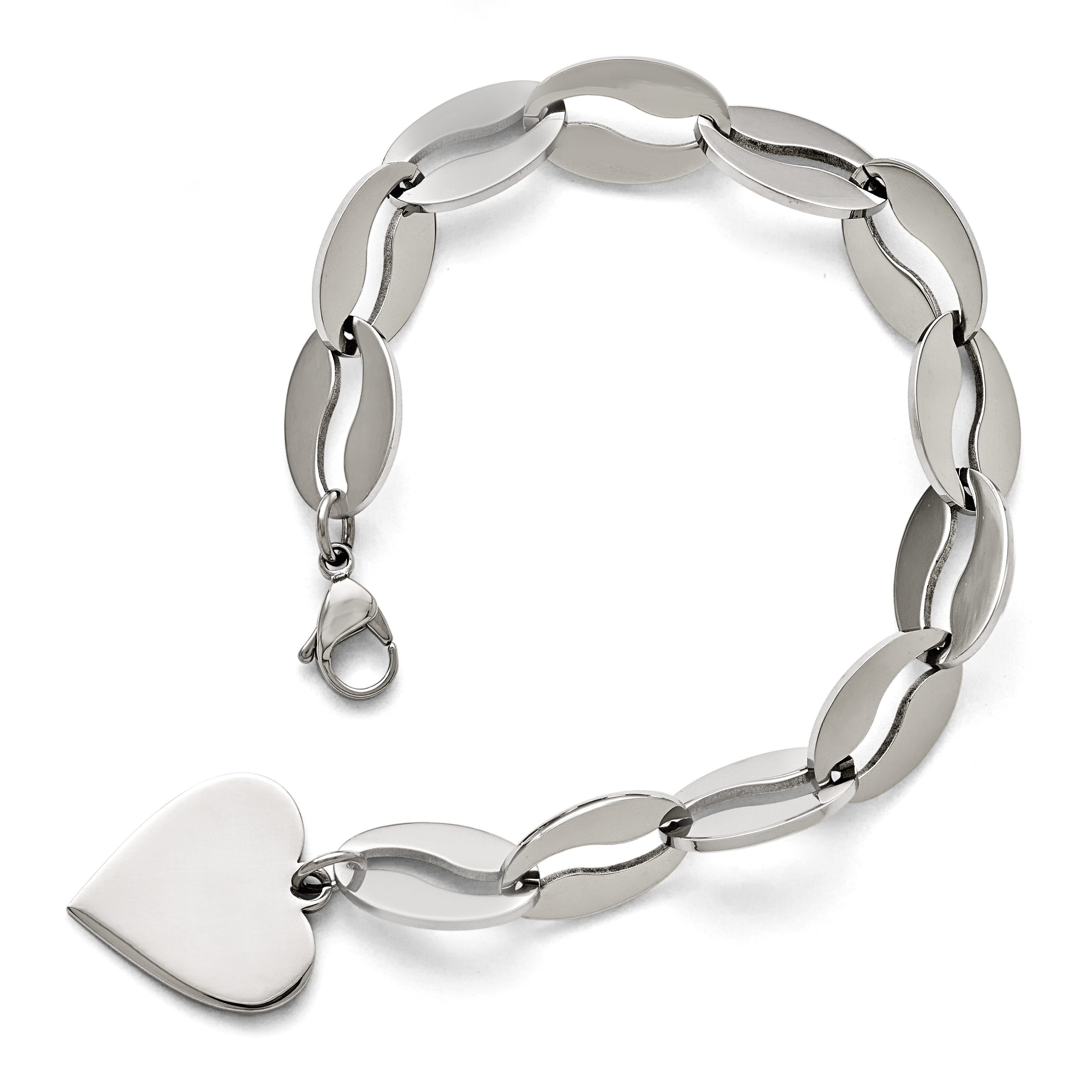 Chisel Stainless Steel Polished Heart Bracelet