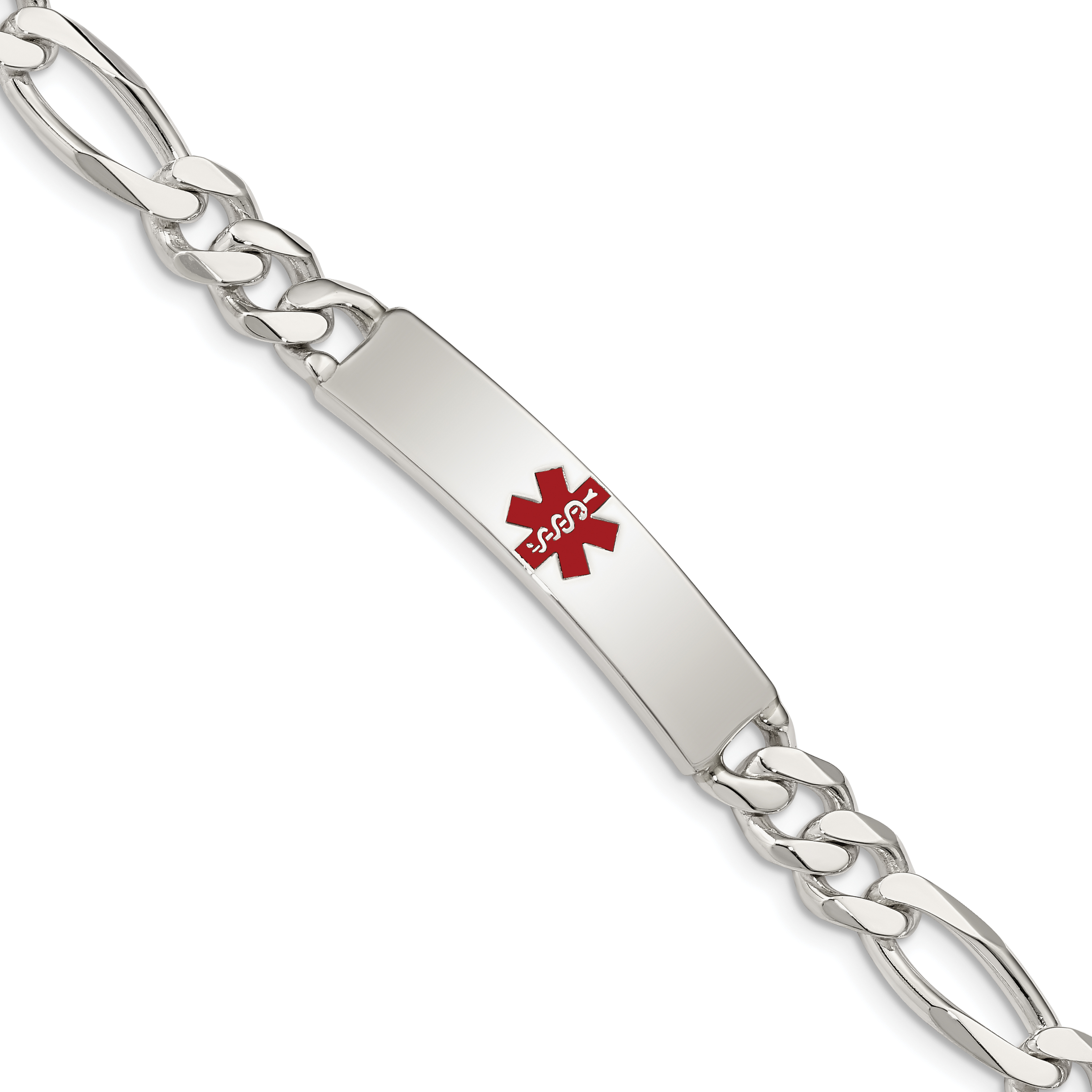 Core Silver Sterling Silver Polished Medical Figaro Anchor Link ID Bracelet