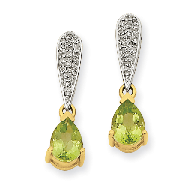 Core Gold 14k Peridot & Diamond Dangle Earrings