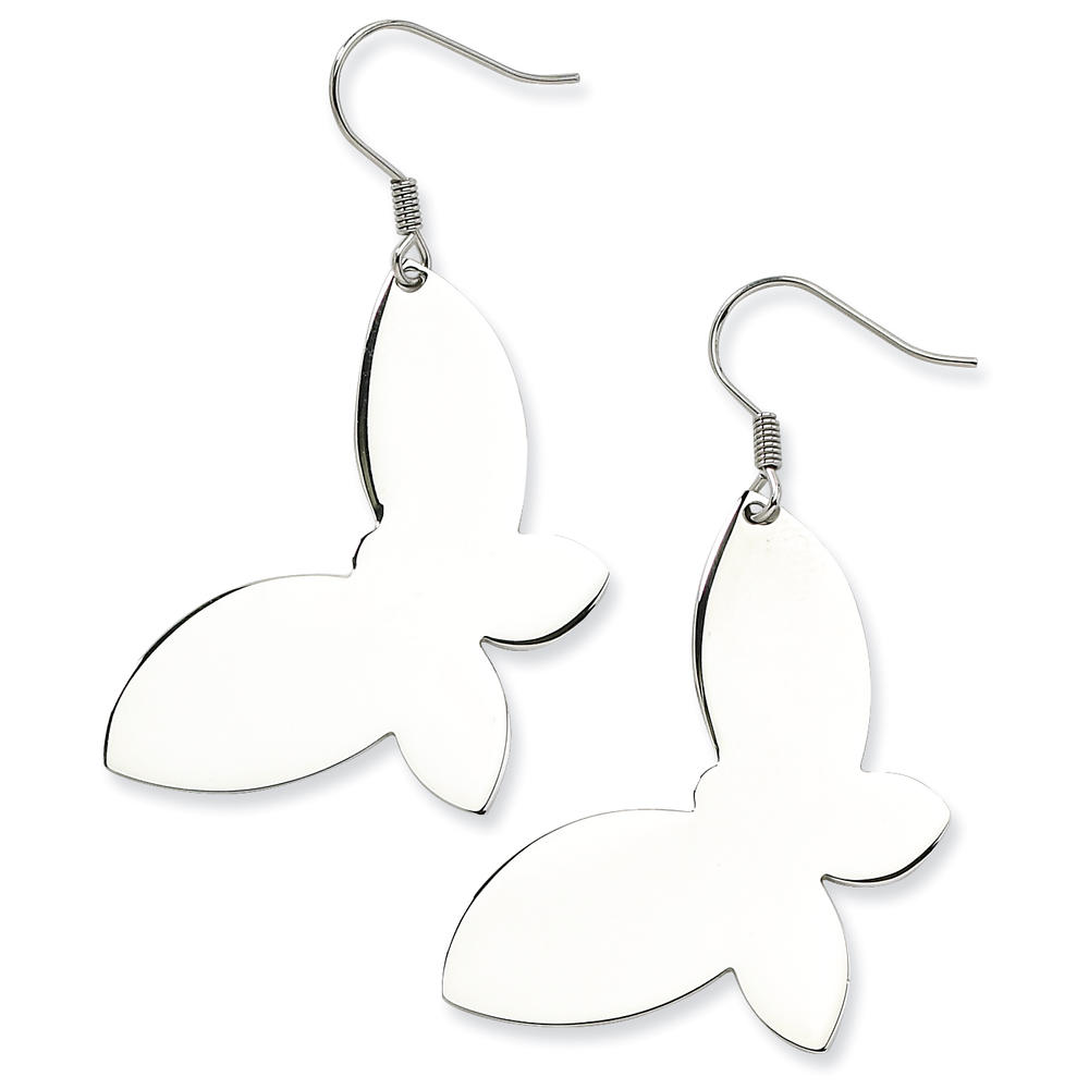 Chisel Stainless Steel Polished Butterfly Dangle Earrings