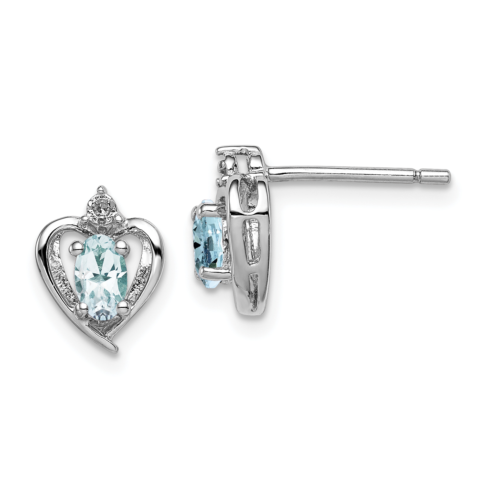 Core Silver Sterling Silver Aquamarine & Diamond Earrings
